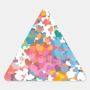 Pegatina Triangular Corazones de Confeti Pastel