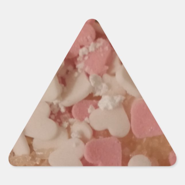 Pegatina Triangular Corazones de San Valentín blanco rosado, decoració (Anverso)
