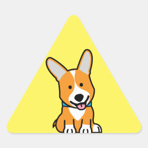 Pegatina Triangular Corgi Corgis perro cachorro doggy feliz Pembroke W