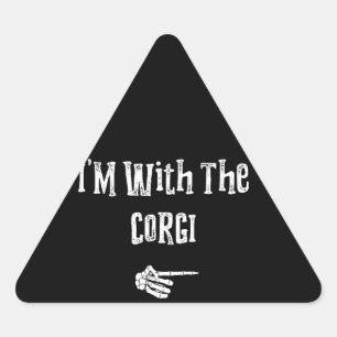Pegatina Triangular Corgi Gift Estoy con el traje de Halloween de Pe