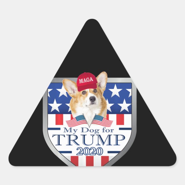 Pegatina Triangular Corgi | Mi perro Trump 2020 Corgi Long Sleeve (Anverso)