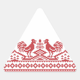 Pegatina Triangular Costilla cruzada del Rooster Rojo