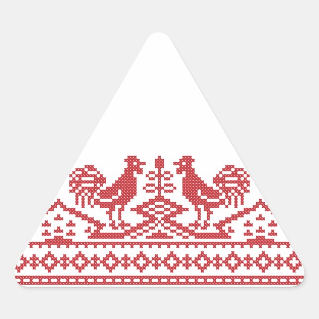 Pegatina Triangular Costilla cruzada del Rooster Rojo (Anverso)