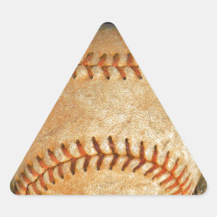 Pegatina Triangular Costillas rojas de béisbol blanco vintage