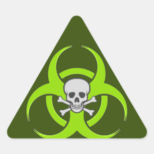 Pegatina Triangular Cráneo verde del Biohazard