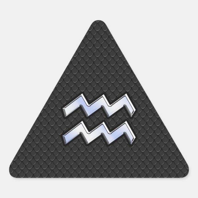 Pegatina Triangular Cromado como Aquarius Zodiac en la piel de serpien (Anverso)
