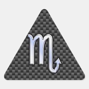 Pegatina Triangular Cromado como Rótulo Escorpio Zodiaco Carbono Impri