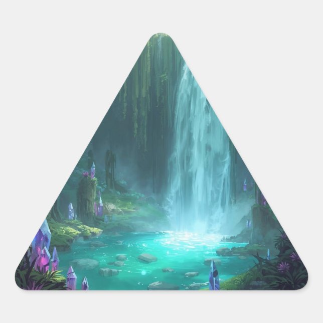 Pegatina Triangular Crystal Falls of the Hidden Realm (Anverso)