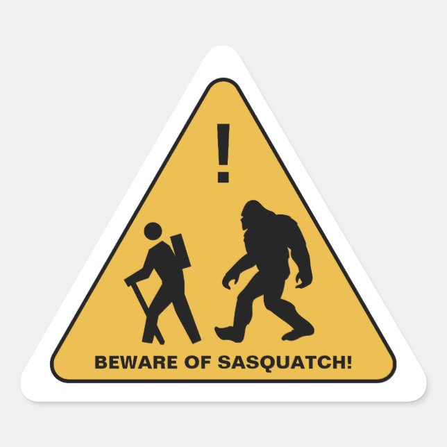 Pegatina Triangular ¡Cuidado con Sasquatch! Personalizado (Anverso)