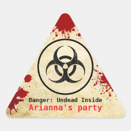 Pegatina Triangular Cumpleaños del apocalipsis zombie | Halloween Bioh