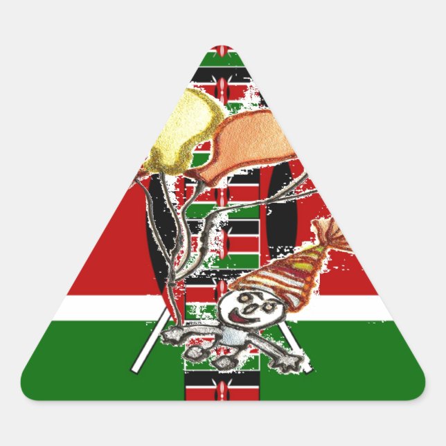 Pegatina Triangular Cumpleaños Kenia (Anverso)