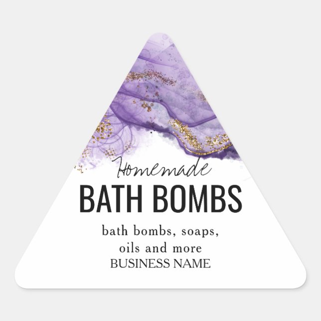 Pegatina Triangular Custom Bath Bomb Label Template – Editable Logo &  (Anverso)