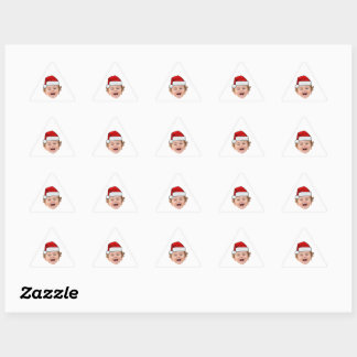 Pegatina Triangular Custom Santa Hat Stickers, Face Photo Christmas
