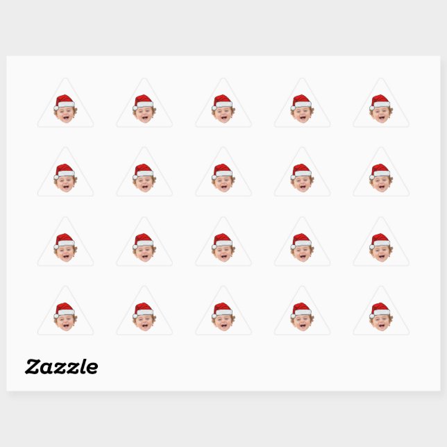 Pegatina Triangular Custom Santa Hat Stickers, Face Photo Christmas (Hoja)