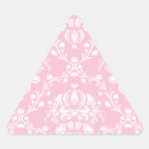 Pegatina Triangular Damasco rosa y blanco