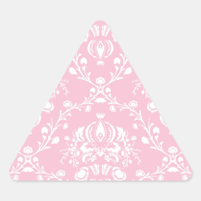 Pegatina Triangular Damasco rosa y blanco (Anverso)