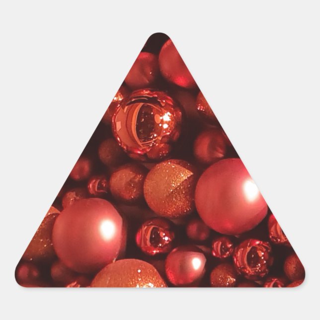 Pegatina Triangular Decoración de los navidades en tonos rojos (Anverso)
