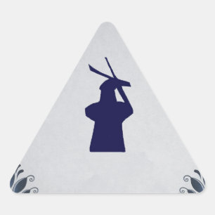 Pegatina Triangular Delft, molino de viento de azulejos azules "de Roo