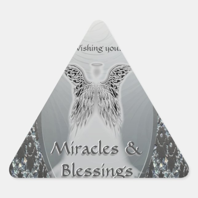 Pegatina Triangular Deseándote Milagros Y Bendiciones (Anverso)