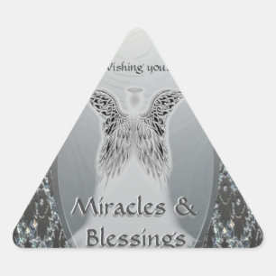 Pegatina Triangular Deseándote Milagros Y Bendiciones