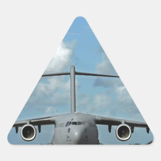 Pegatina Triangular Desembarco de avión de carga militar