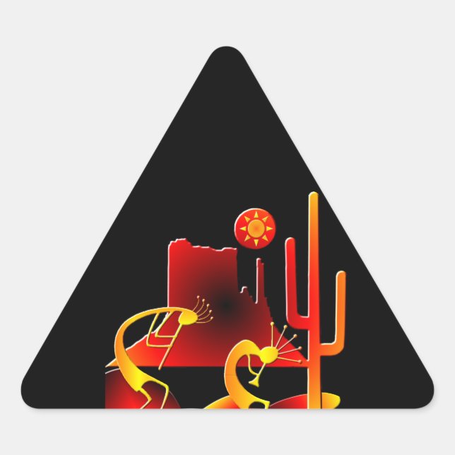 Pegatina Triangular Desert Kokopelli (Anverso)
