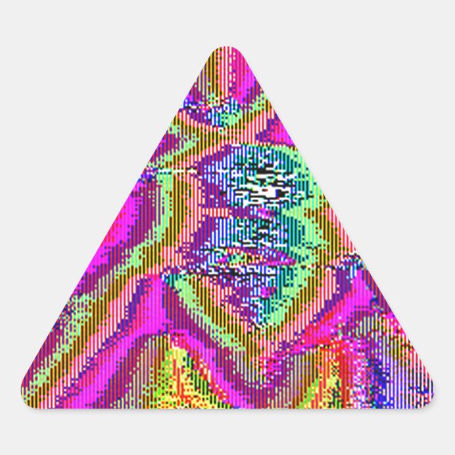 Pegatina Triangular Despertar televisivo (arte de Glitch) (Anverso)
