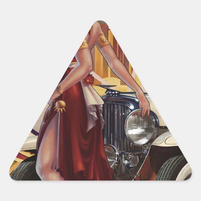 Pegatina Triangular Detroit, Michigan | Ciudad del motor (Anverso)