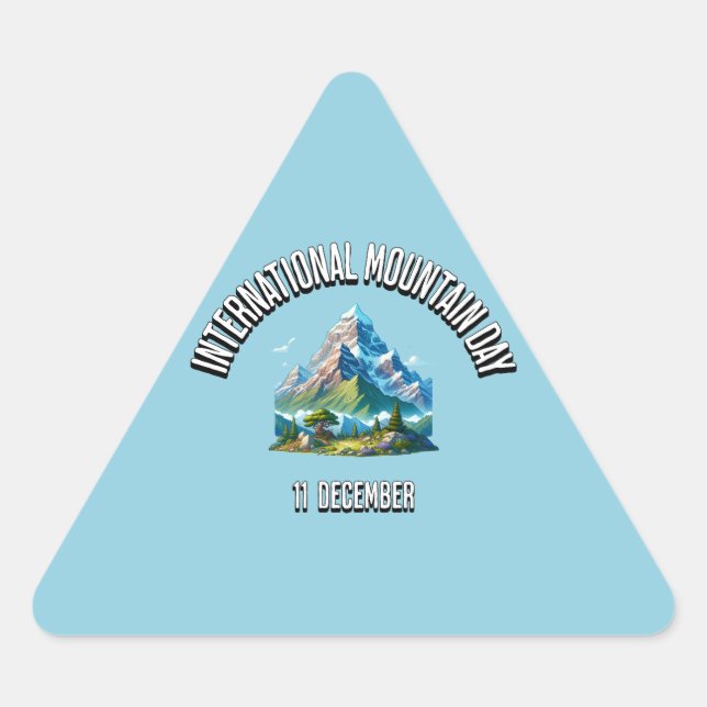 Pegatina Triangular Día Internacional de las Montañas. 11 de diciembre (Anverso)