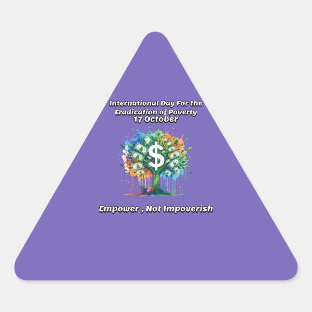 Pegatina Triangular Día Internacional para la Erradicación de la Pobre (Anverso)