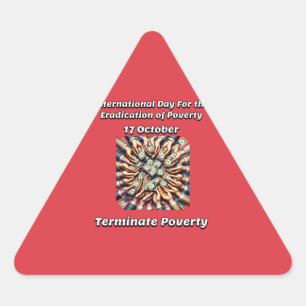 Pegatina Triangular Día Internacional para la Erradicación de la Pobre
