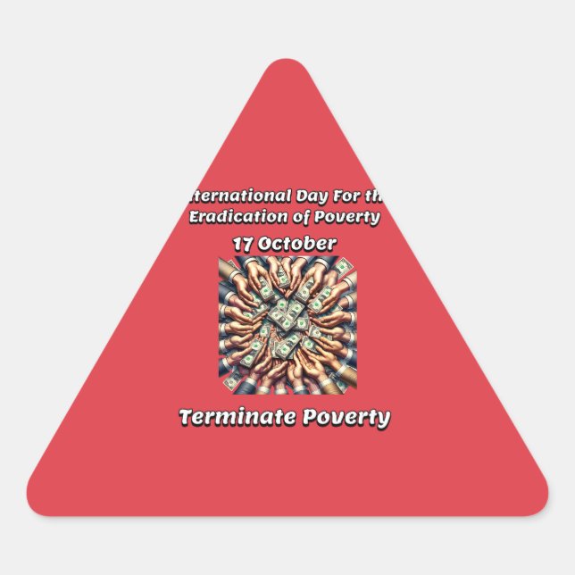 Pegatina Triangular Día Internacional para la Erradicación de la Pobre (Anverso)