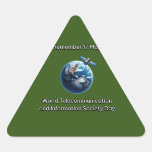 Pegatina Triangular Día Mundial de las Telecomunicaciones y la Socieda