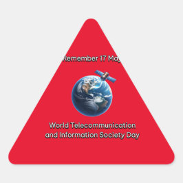 Pegatina Triangular Día Mundial de las Telecomunicaciones y la Socieda