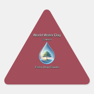 Pegatina Triangular Día Mundial del Agua. Cada Caída Cuenta.