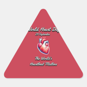 Pegatina Triangular Día Mundial del Corazón. El latido del mundo impor