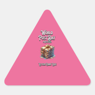 Pegatina Triangular Día Mundial del Post. Las cartas llevan amor.