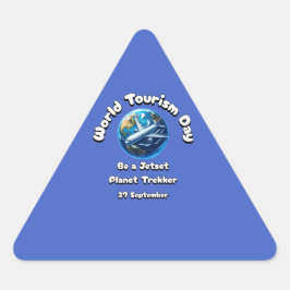 Pegatina Triangular Día Mundial del Turismo. 27 de septiembre