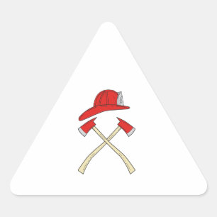 Pegatina Triangular Dibujo cruzado casco del hacha del fuego del
