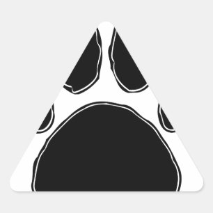 Pegatina Triangular Dibujo de pata de perro en negro