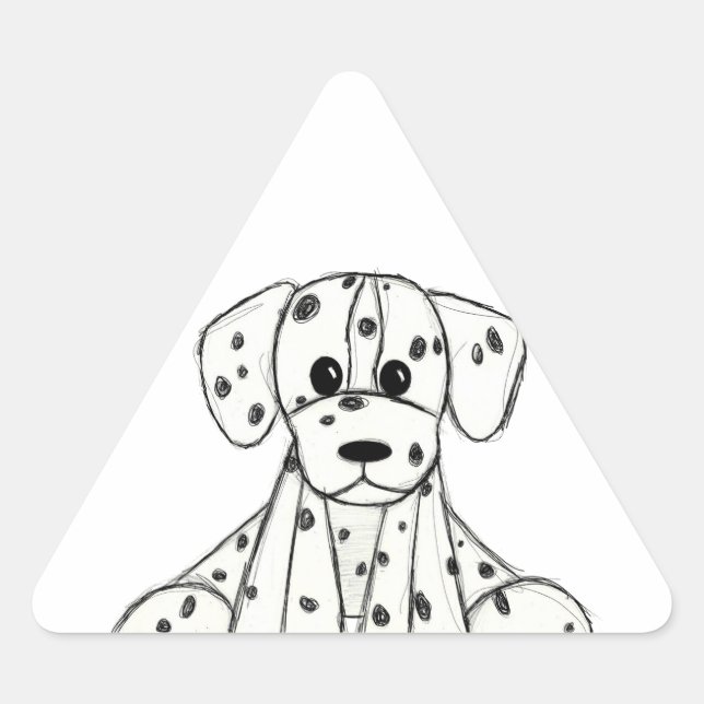 Pegatina Triangular Dibujo de perro de peluche dálmata contorno simple (Anverso)