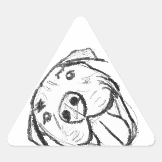 Pegatina Triangular dibujo de pitbull simple amantes de perros blanco  (Anverso)