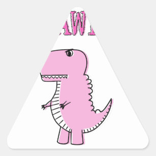 Pegatina Triangular Dinosaurio T-Rex, Personalizado Rosa Cuto Y Enojad