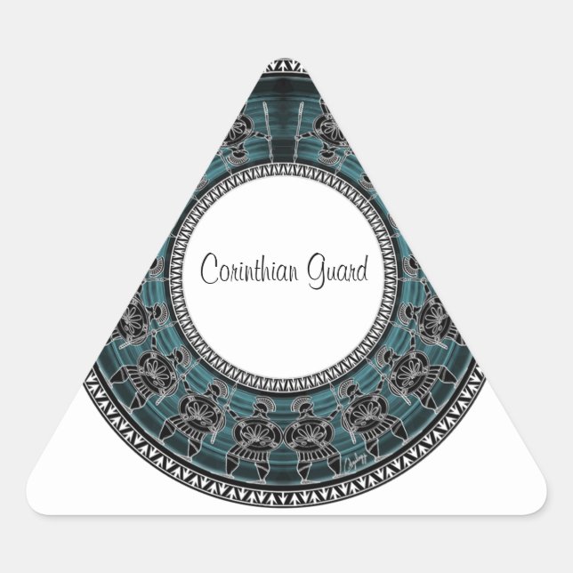 Pegatina Triangular Disco griego retro (Anverso)