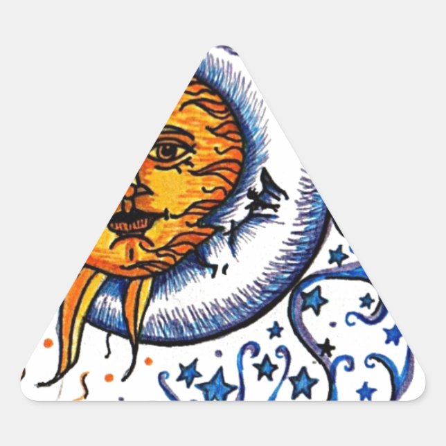 PEGATINA TRIANGULAR DISEÑO DE ARTE DE SUN MOON (Anverso)