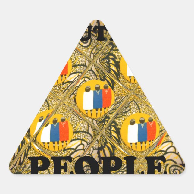 Pegatina Triangular Diseño de arte étnico africano: gente hermosa (Anverso)