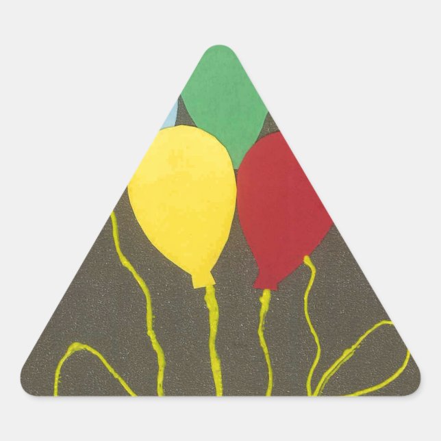 Pegatina Triangular Diseño de arte gráfico de los globos de cumpleaños (Anverso)