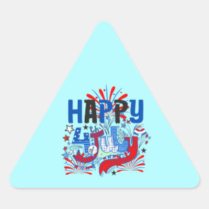 Pegatina Triangular Diseño de Celebración Patriótica del 4 de Julio Fe