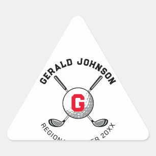 Pegatina Triangular Diseño de Monograma de Golf Elegante Personalizado