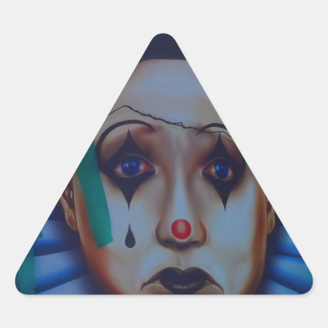 Pegatina Triangular Diseño de payasos de carnaval (Anverso)